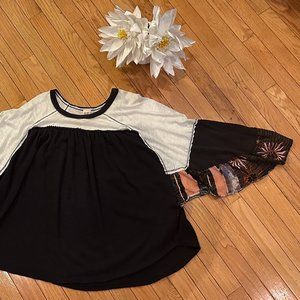 FREE PEOPLE We the Free Patchwork Top with Batwing Sleeves